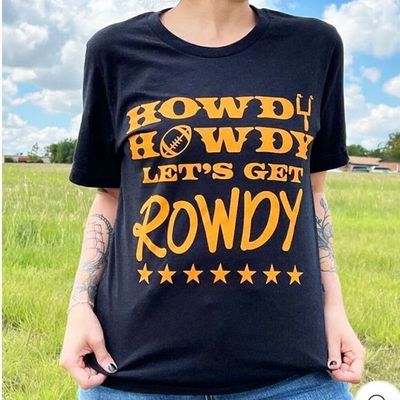 New Howdy Howdy Tee Womens Black & Orange  Casual Fall Football Shirt Size XL - Picture 1 of 5